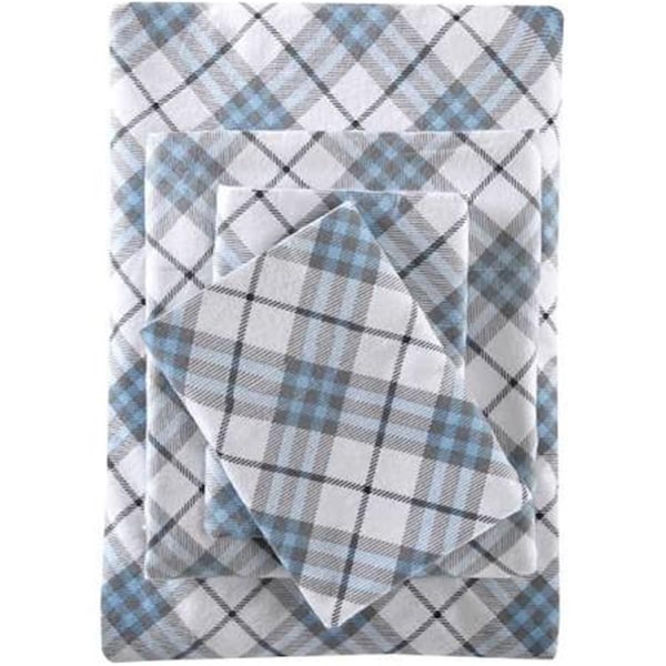 True North By Sleep Philosophy Twin Extra Large Size Sheet Set, Blue Plaid TN20-0212 - main